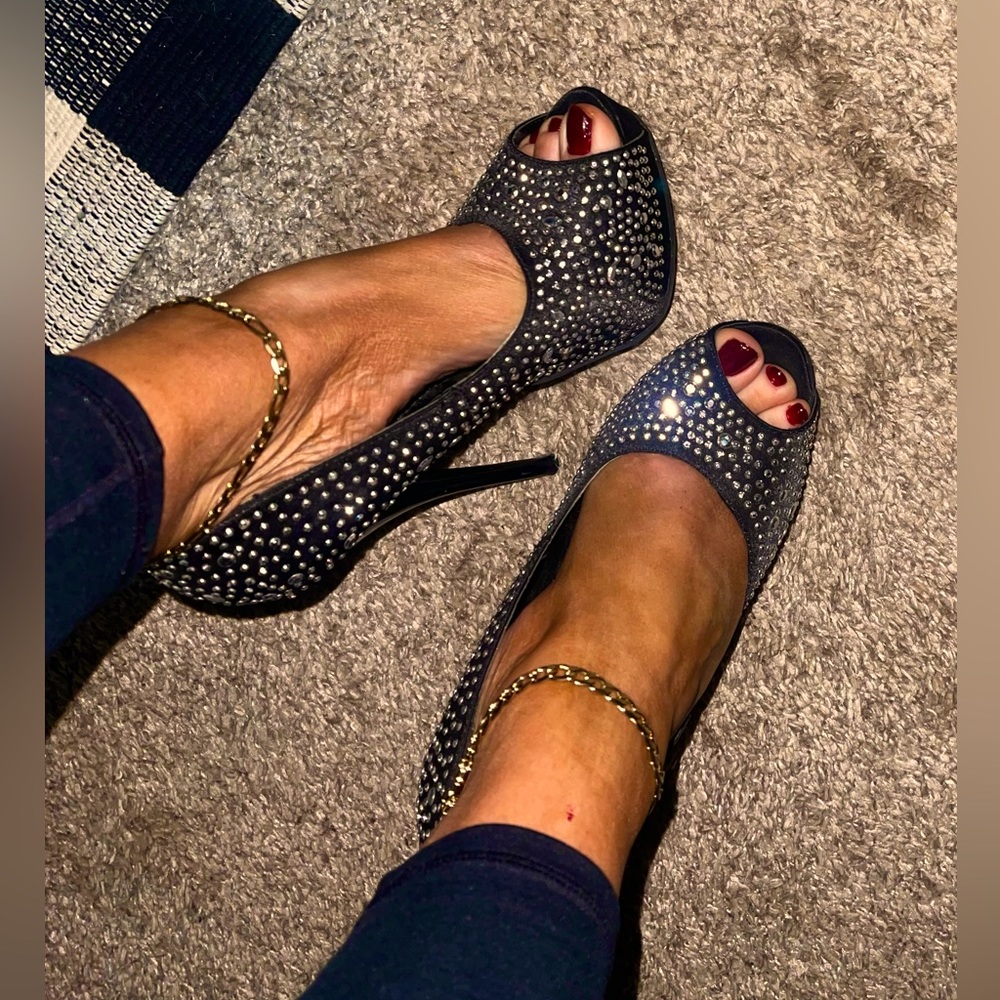 Rhinestone peep toe high heel - Picture 2 of 4